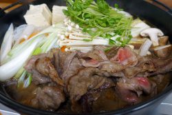 民宿の夕食、すき焼き