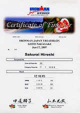 アイアンマン完走証